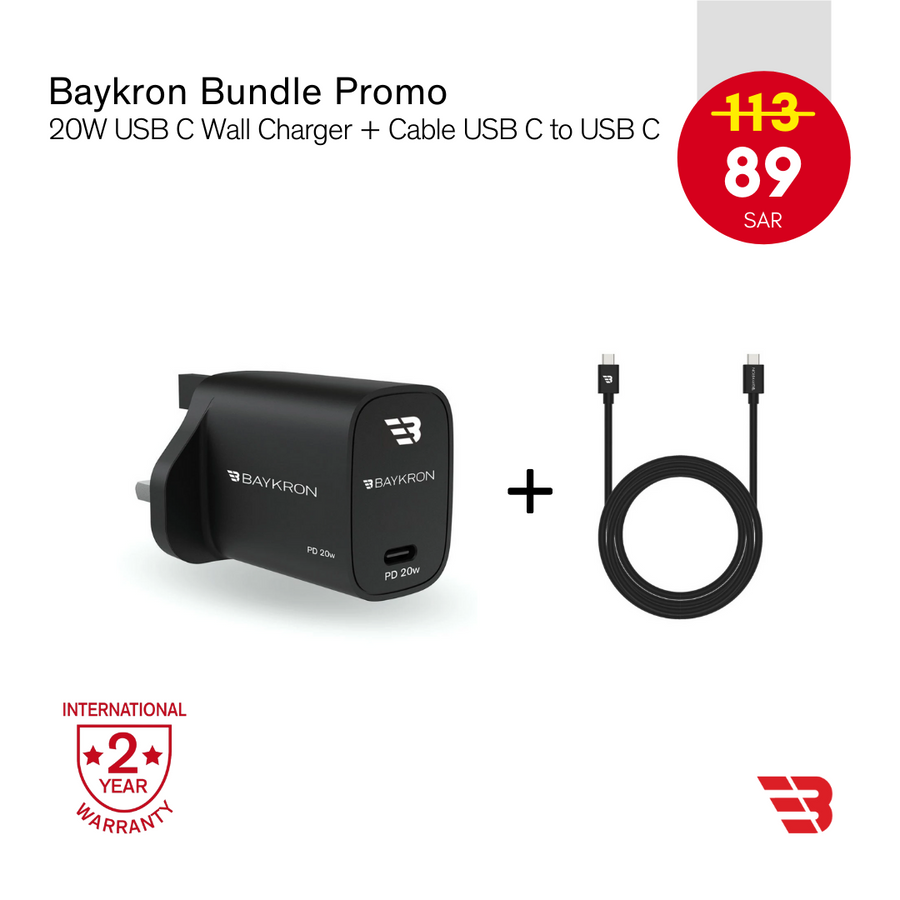 Special Offer Baykron 20W USB C Wall Charger + USB C to USB C Cable