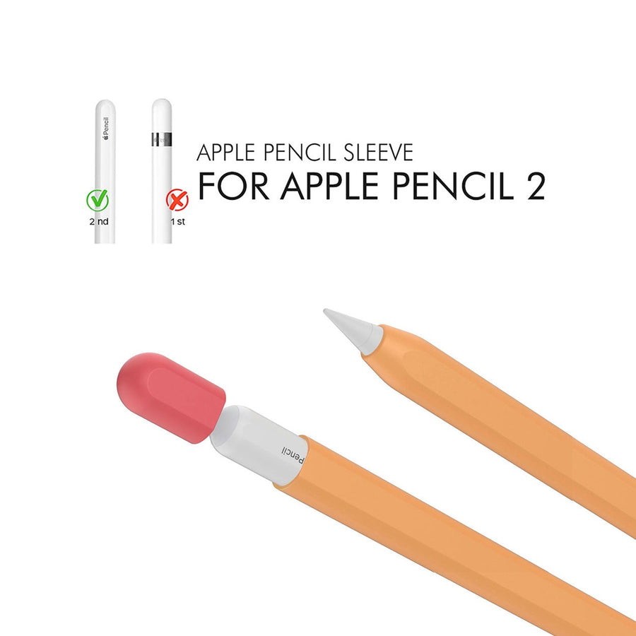 BAYKRON Silicone Sleeve Case for Apple Pencil® 2 – Orange with Red Tip