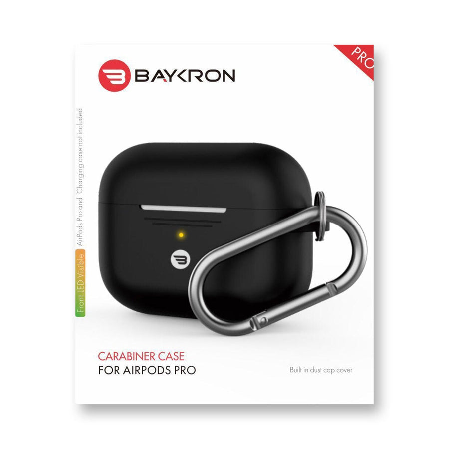 BAYKRON Premium Silicone Protective Case with Carabiner for AirPods Pro® - Black