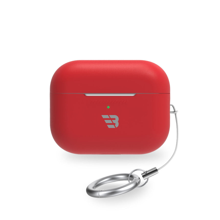 BAYKRON Premium Silicone Case for AirPods Pro® 2nd Generation, Impact Resistant and Wireless Charging Compatible includes Carabiner Ring Lanyard - Red