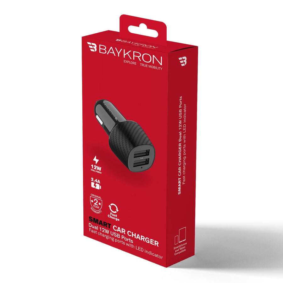 BAYKRON Smart 2.4A Car Charger With Dual USB Ports