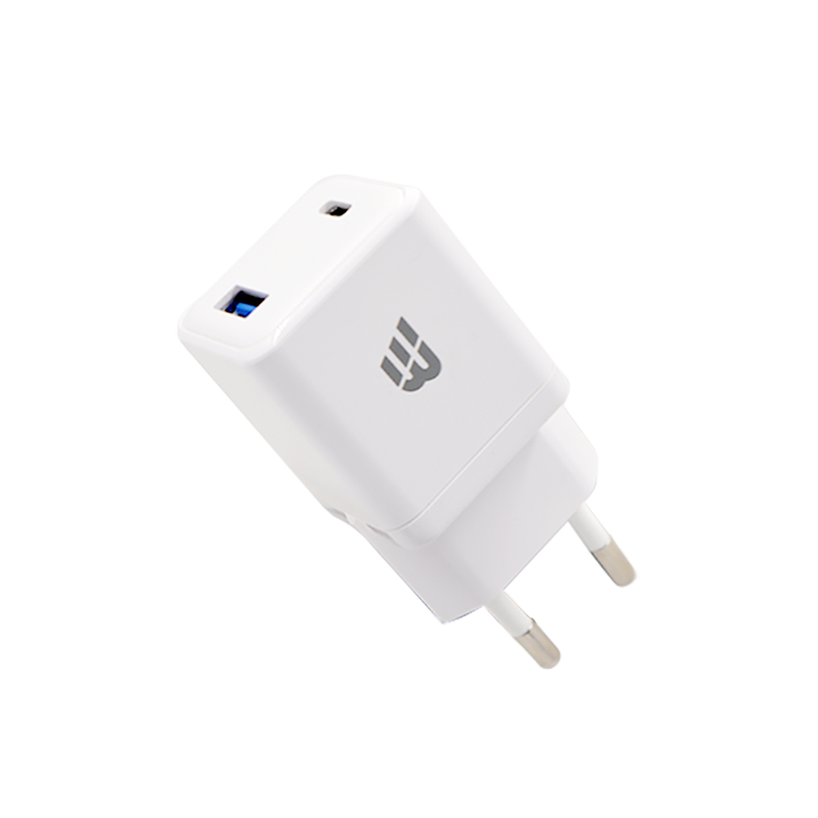 BASIC CHARGER EU Dual Ports 20W USB-C & 18W USB-A Two fast charging ports - White