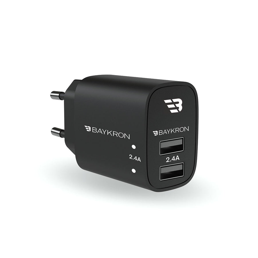 BAYKRON 12W Wall Charger with Dual 2.4A USB Ports for European Standard Outlet