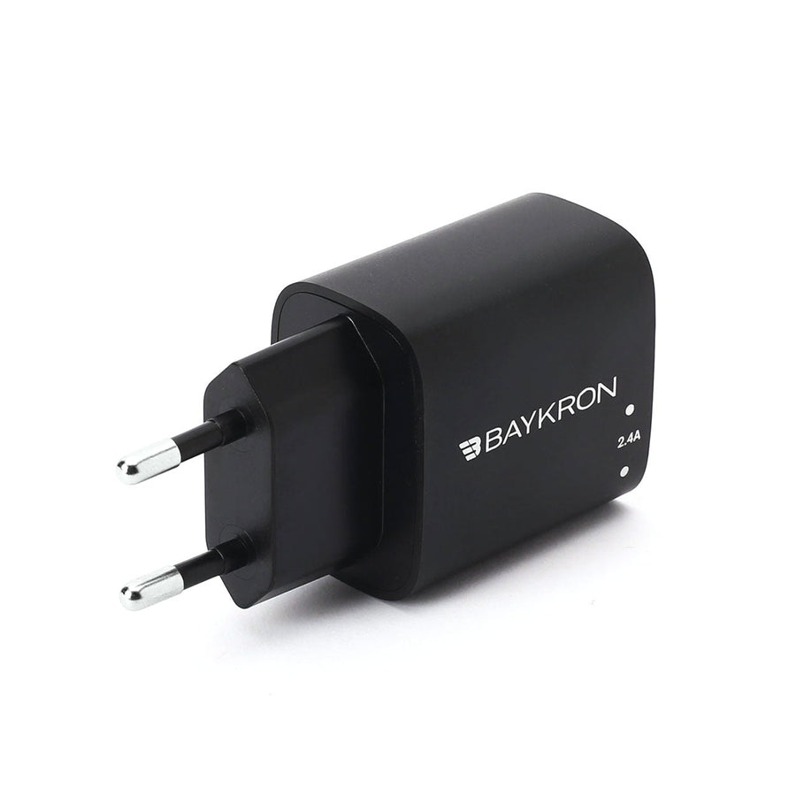 BAYKRON 12W Wall Charger with Dual 2.4A USB Ports for European Standard Outlet