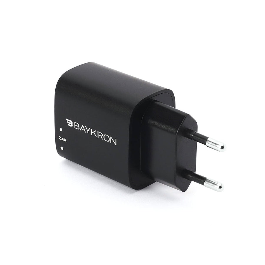 BAYKRON 12W Wall Charger with Dual 2.4A USB Ports for European Standard Outlet