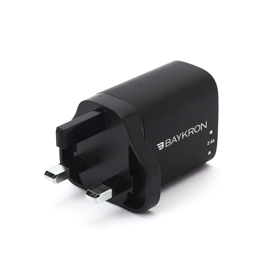 BAYKRON 12W Wall Charger with dual 2.4A USB ports for UK Standard Outlets