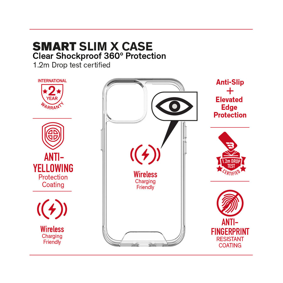 BAYKRON Smart Slim X Case for iPhone 15 6.1" Air Cushion Shockproof Protection - Clear